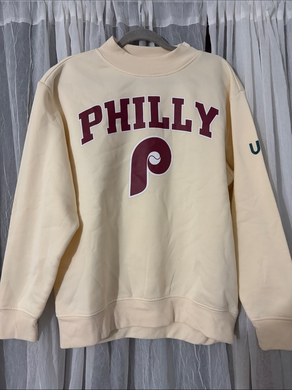 Philly Crewneck Sweatshirt - Cream with Maroon Logo